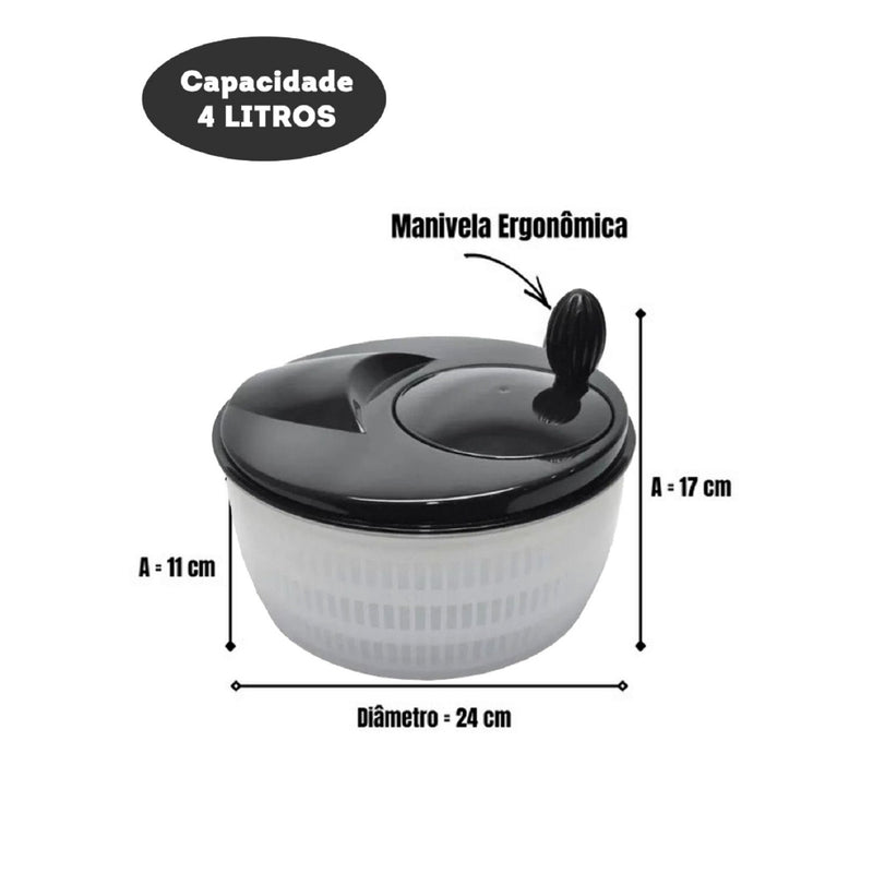 Centrífuga De Salada Secador Verduras Manual 4 Litros