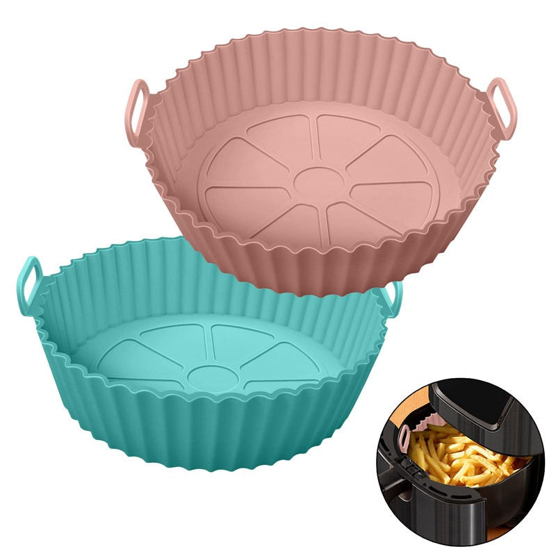 KIT 2 Forma De Silicone Para Air Fryer Forno Microondas Fritadeira Assadeira – Reutilizável Antiaderente Flexível