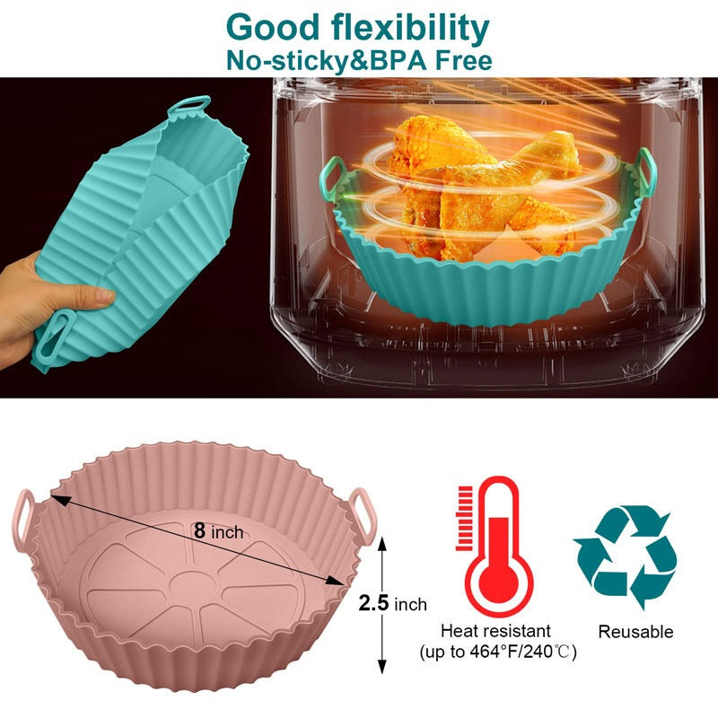 KIT 2 Forma De Silicone Para Air Fryer Forno Microondas Fritadeira Assadeira – Reutilizável Antiaderente Flexível