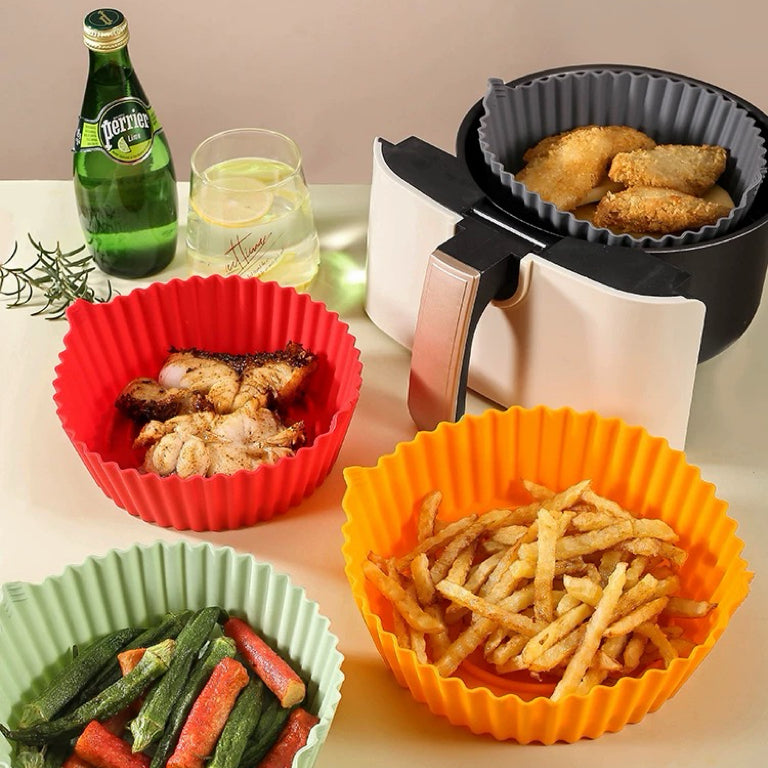 KIT 2 Forma De Silicone Para Air Fryer Forno Microondas Fritadeira Assadeira – Reutilizável Antiaderente Flexível