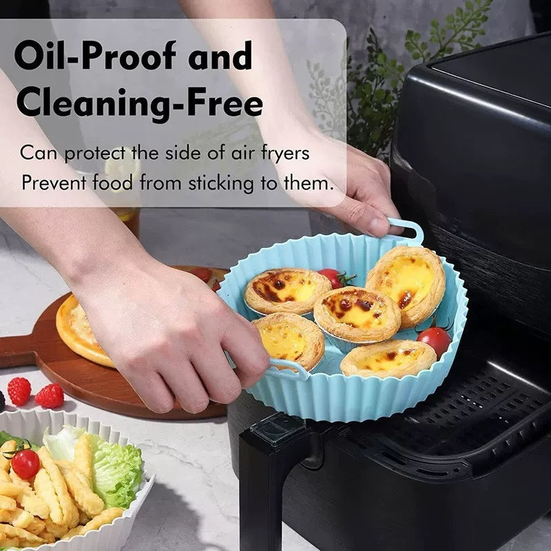 KIT 2 Forma De Silicone Para Air Fryer Forno Microondas Fritadeira Assadeira – Reutilizável Antiaderente Flexível