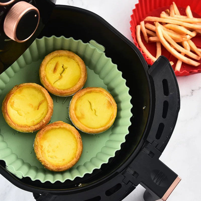 KIT 2 Forma De Silicone Para Air Fryer Forno Microondas Fritadeira Assadeira – Reutilizável Antiaderente Flexível