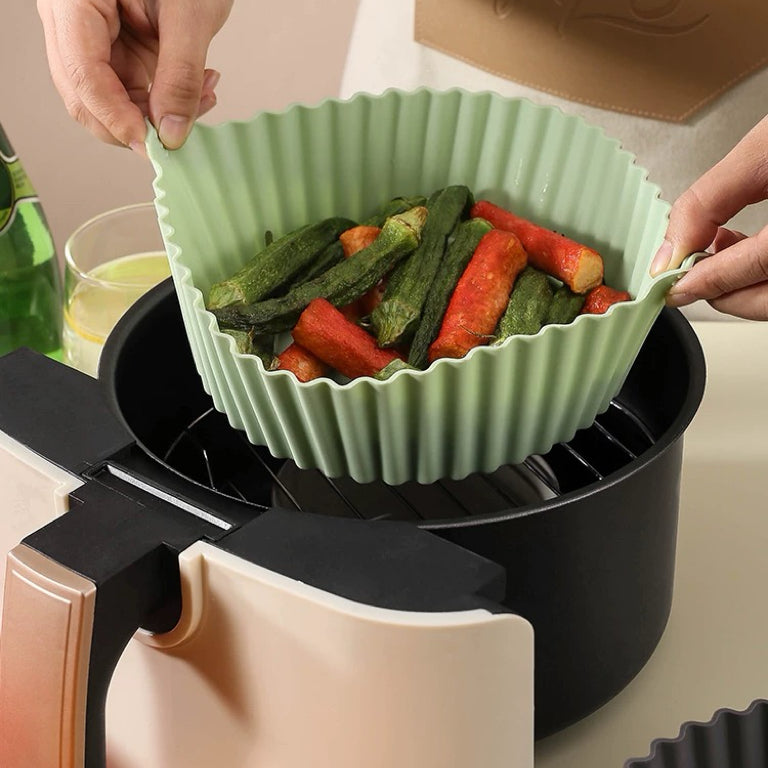 KIT 2 Forma De Silicone Para Air Fryer Forno Microondas Fritadeira Assadeira – Reutilizável Antiaderente Flexível