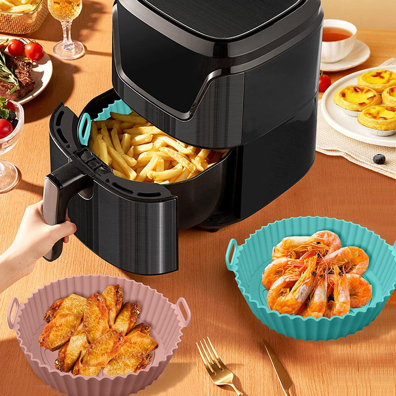 KIT 2 Forma De Silicone Para Air Fryer Forno Microondas Fritadeira Assadeira – Reutilizável Antiaderente Flexível
