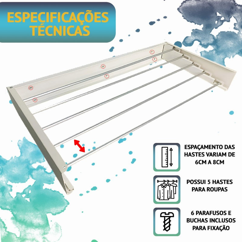 Varal de Parede Retrátil Invisível Dobrável para Roupas Apartamento Prático