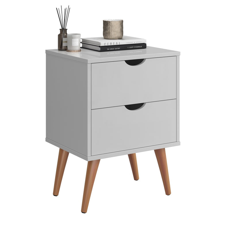 Mesa De Cabeceira Criado Pes Palito Madri Retro 2 Gavetas